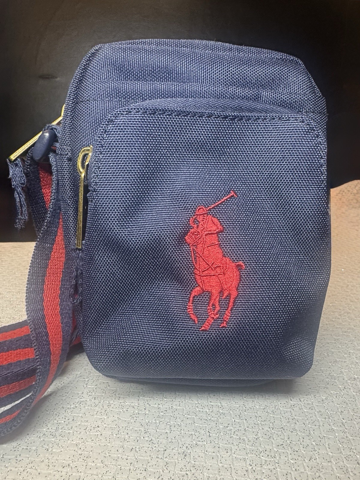 Polo Ralph Lauren Navy Blue Crossbody Bag Red Logo