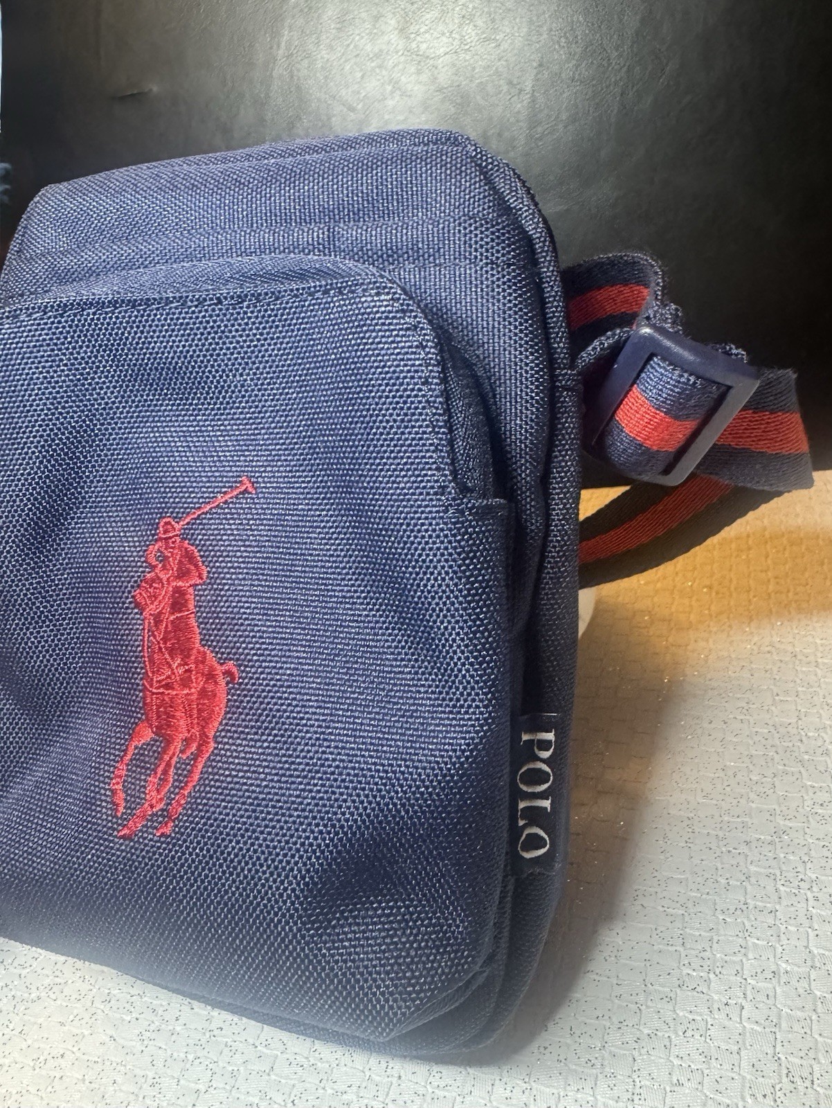 Polo Ralph Lauren Navy Blue Crossbody Bag Red Logo - photo 3
