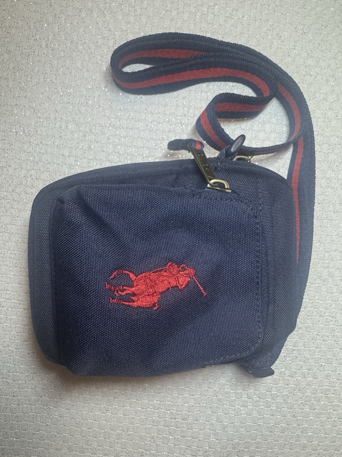 Polo Ralph Lauren Navy Blue Crossbody Bag Red Logo - photo 4