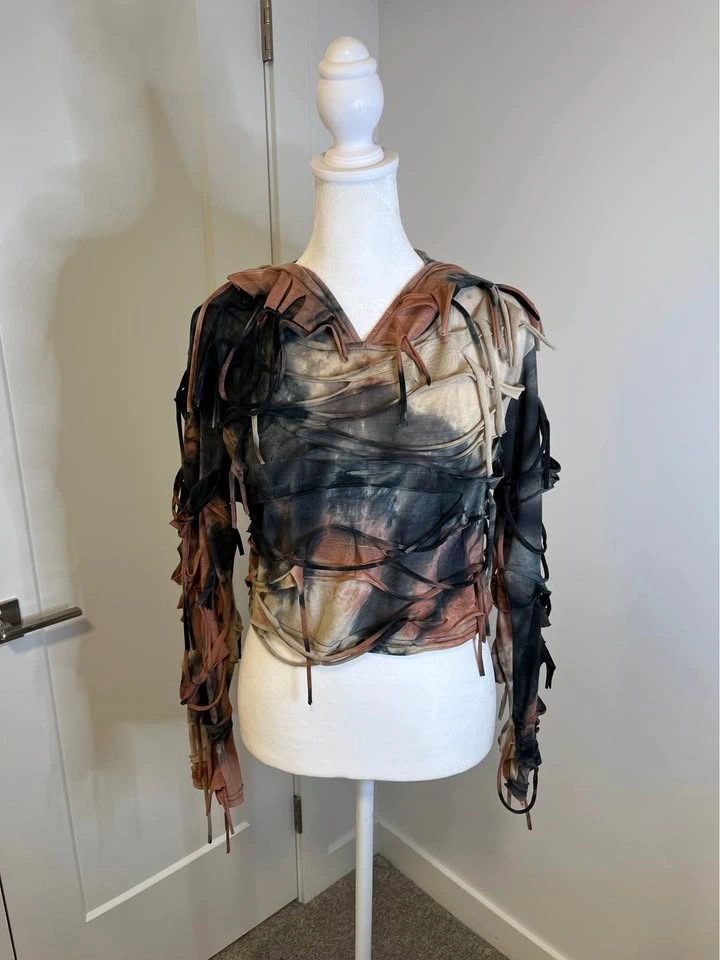 SHEIN Tie-Dye Crop Hooded Long Sleeve w/ Tassels - photo 4