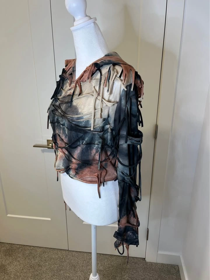 SHEIN Tie-Dye Crop Hooded Long Sleeve w/ Tassels - photo 5