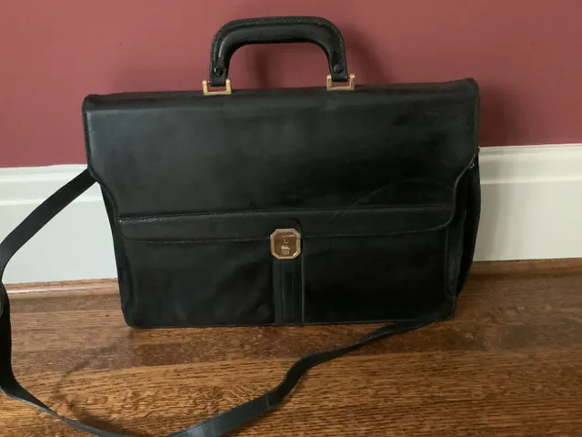 1990's Vintage Black Leather Attache Case- New Price thumbnail