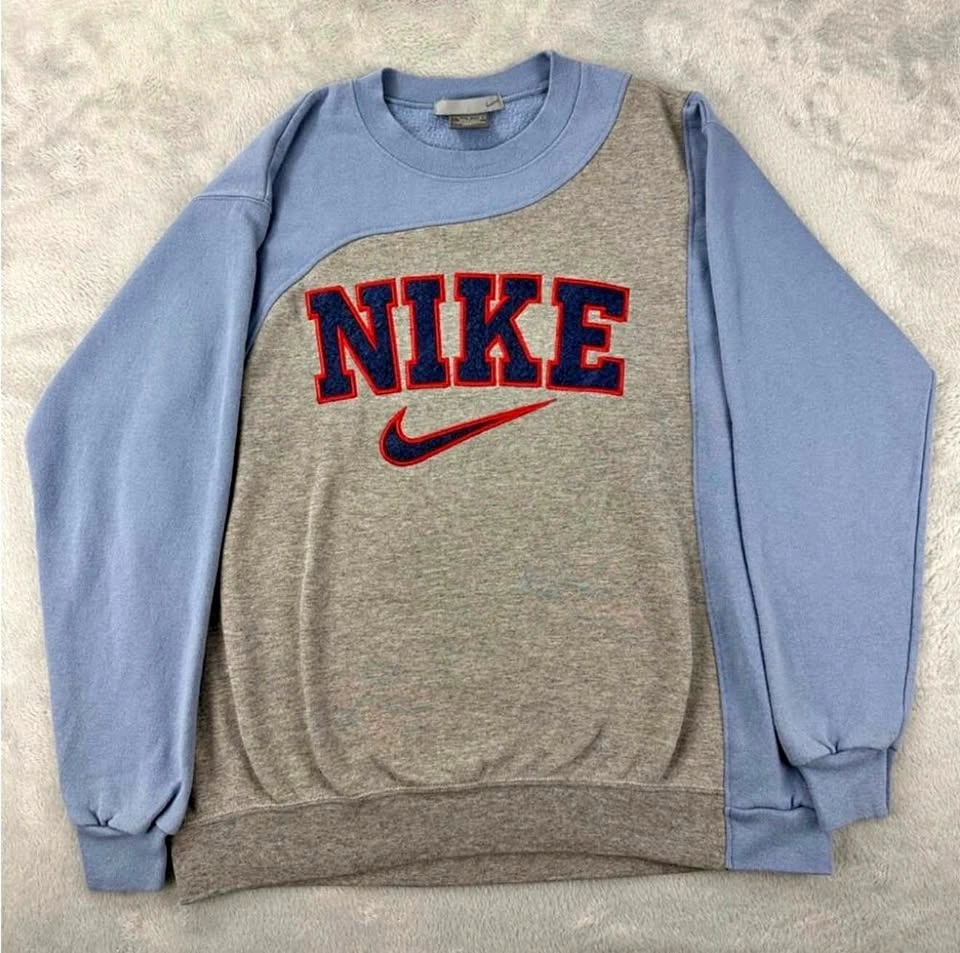 Nike Rework Blue and Grey Sweatshirt Retro Men’s Size M
