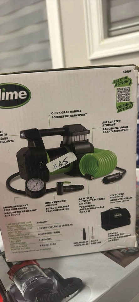 Slime Pro Power Tire Inflator 12V Portable Air Compressor - photo 2