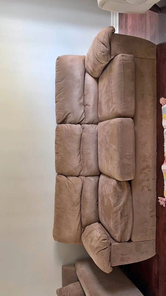 Modern 3-Seater Brown Microfiber Sofa