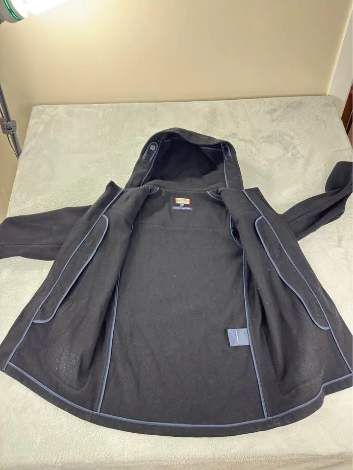 Left Field NYC Men's Black Wool Duffle Coat Size 38 - photo 3