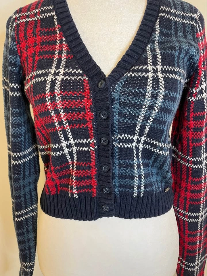 HOLLISTER Cropped Plaid Cardigan - Size M - photo 2