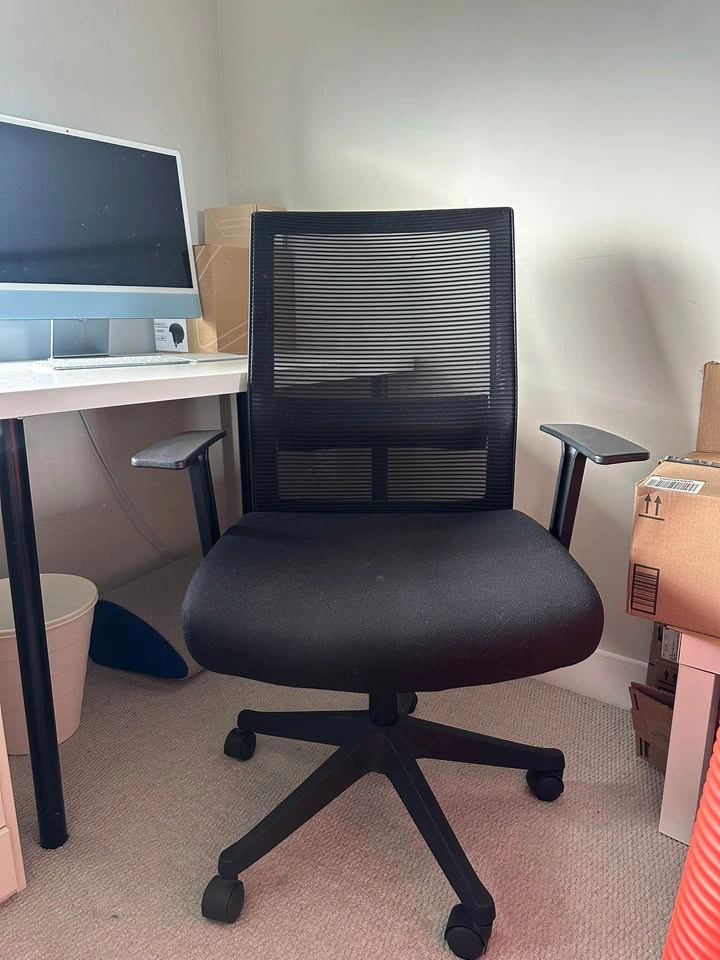 Desk and Black Mesh Office Chair - photo 3