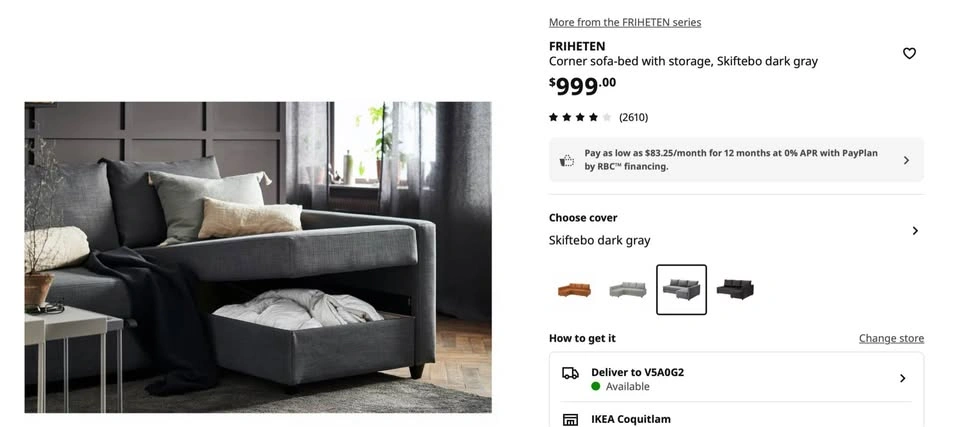 IKEA FRIHETEN Sleeper Sectional Sofa - Storage Under - photo 5