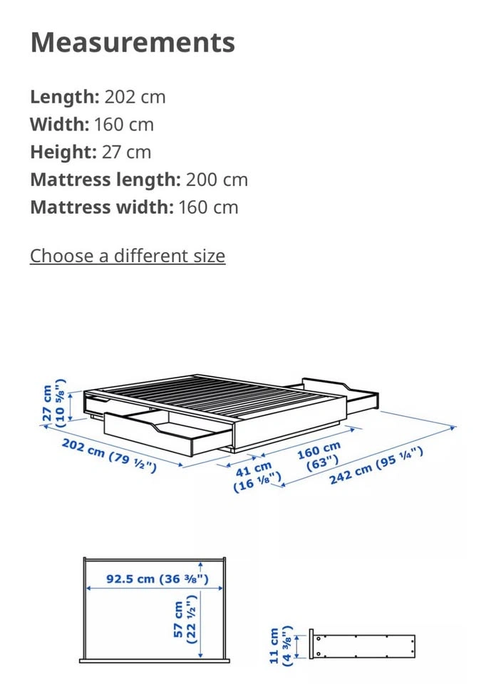 IKEA Queen Bed Frame with 4 Drawers - photo 3