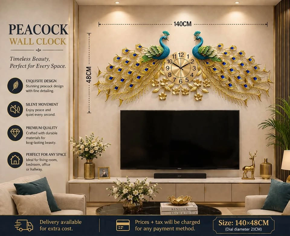Peacock wall clock - photo 2