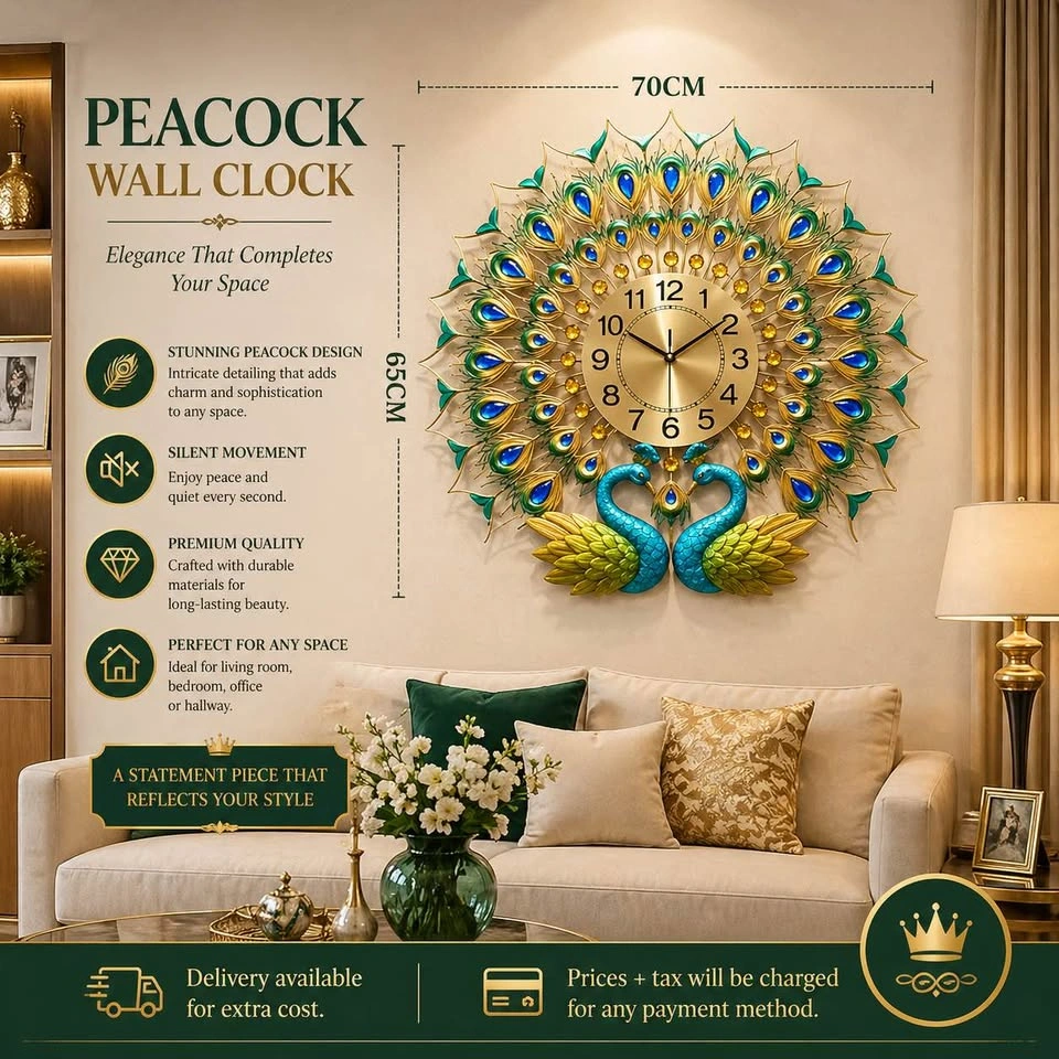 Peacock wall clock - photo 2