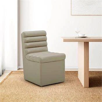 AIDEN & IVY Leather Chair w/ Casters - Cream (2 Available)