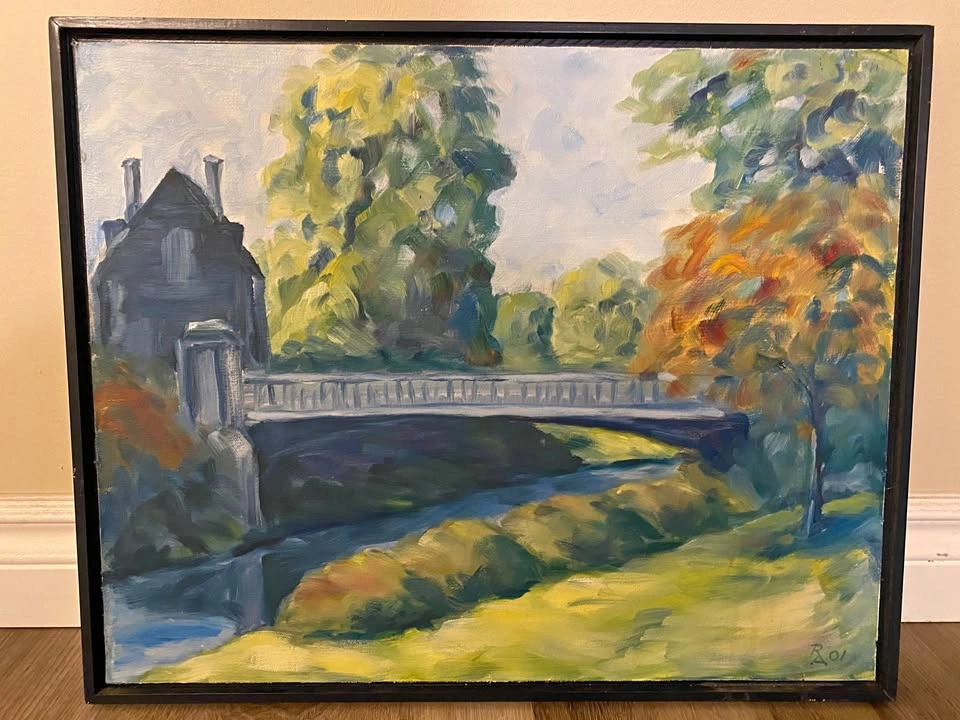 Original Framed Oil Painting – “Thames Riverbridge, Christchurch
