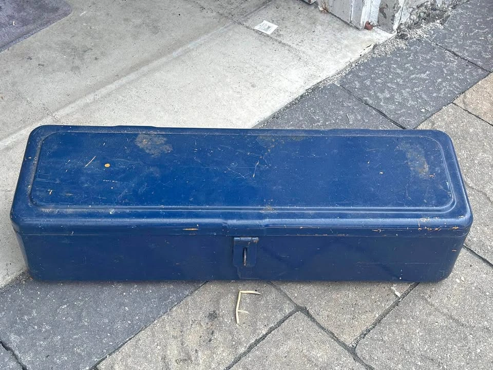 Blue tool box, Keyboard, Door locks, Toilet bidet