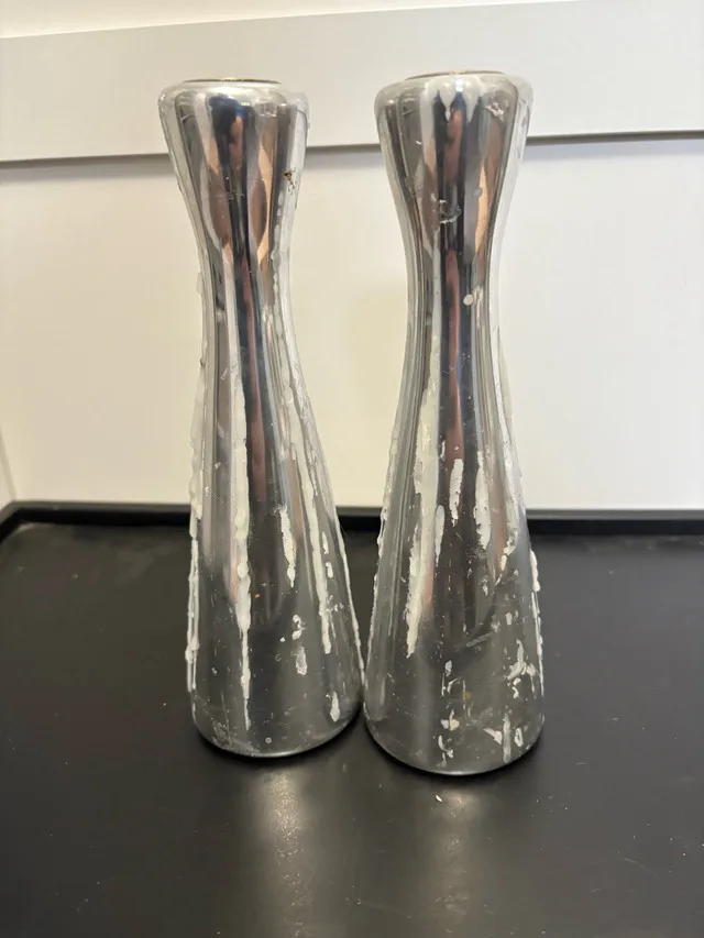 Aluminum Candle Holders x 2 thumbnail