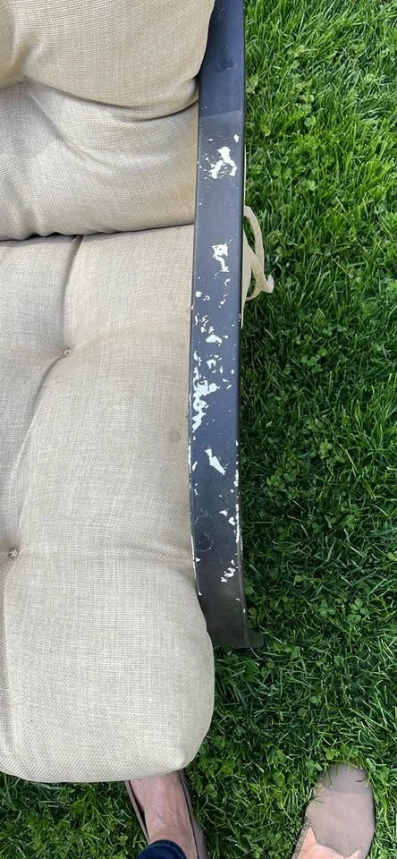 Pair of metal patio chairs with cushions - 1 swivel - photo 5