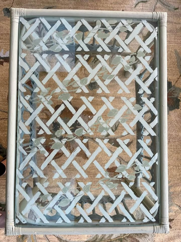 Updated Wicker Table – Fresh Chalk Paint + Decorative Glass Top - photo 3
