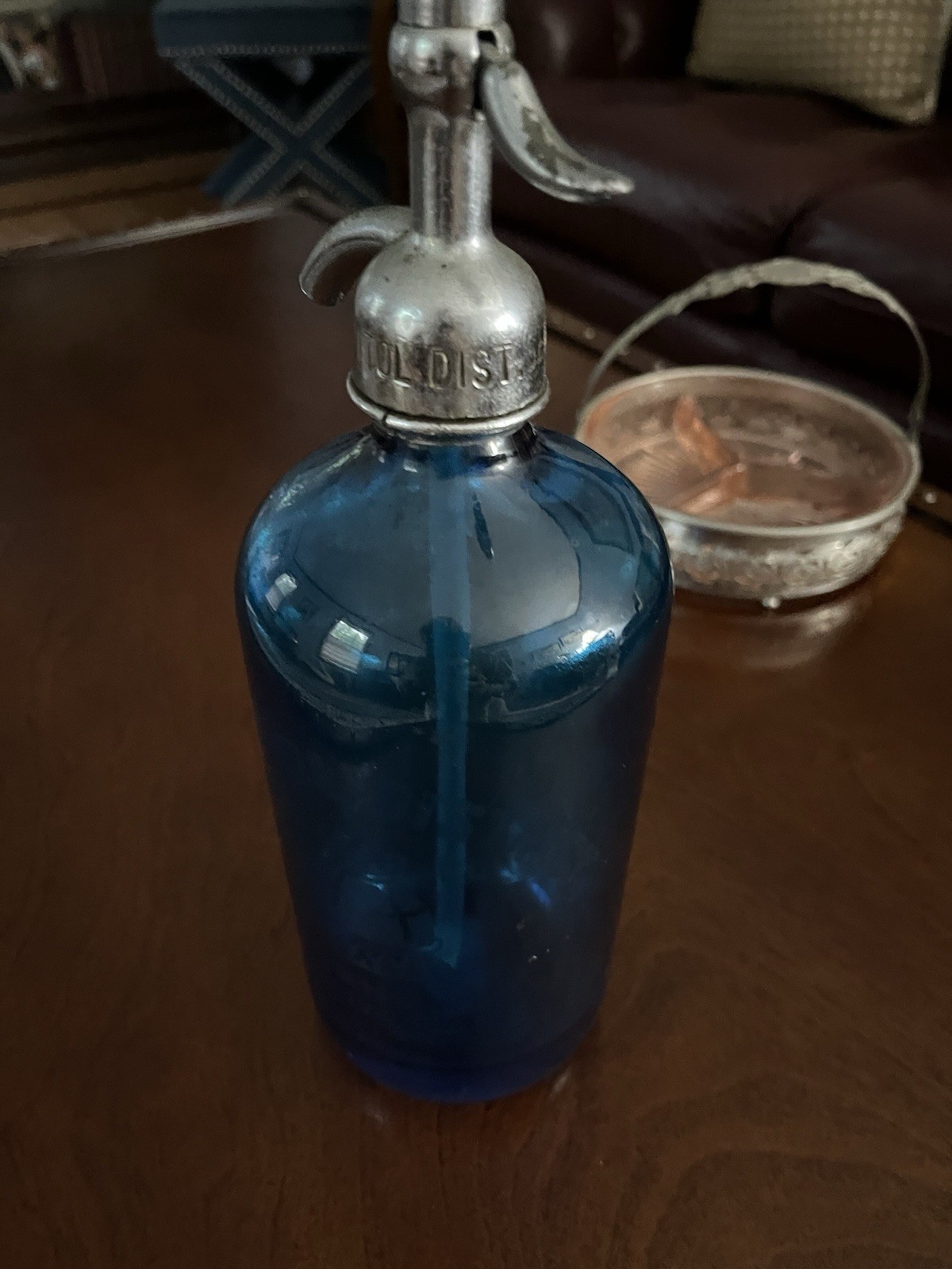 Capital District Seltzer Co Vintage Blue Glass Bottle - photo 2