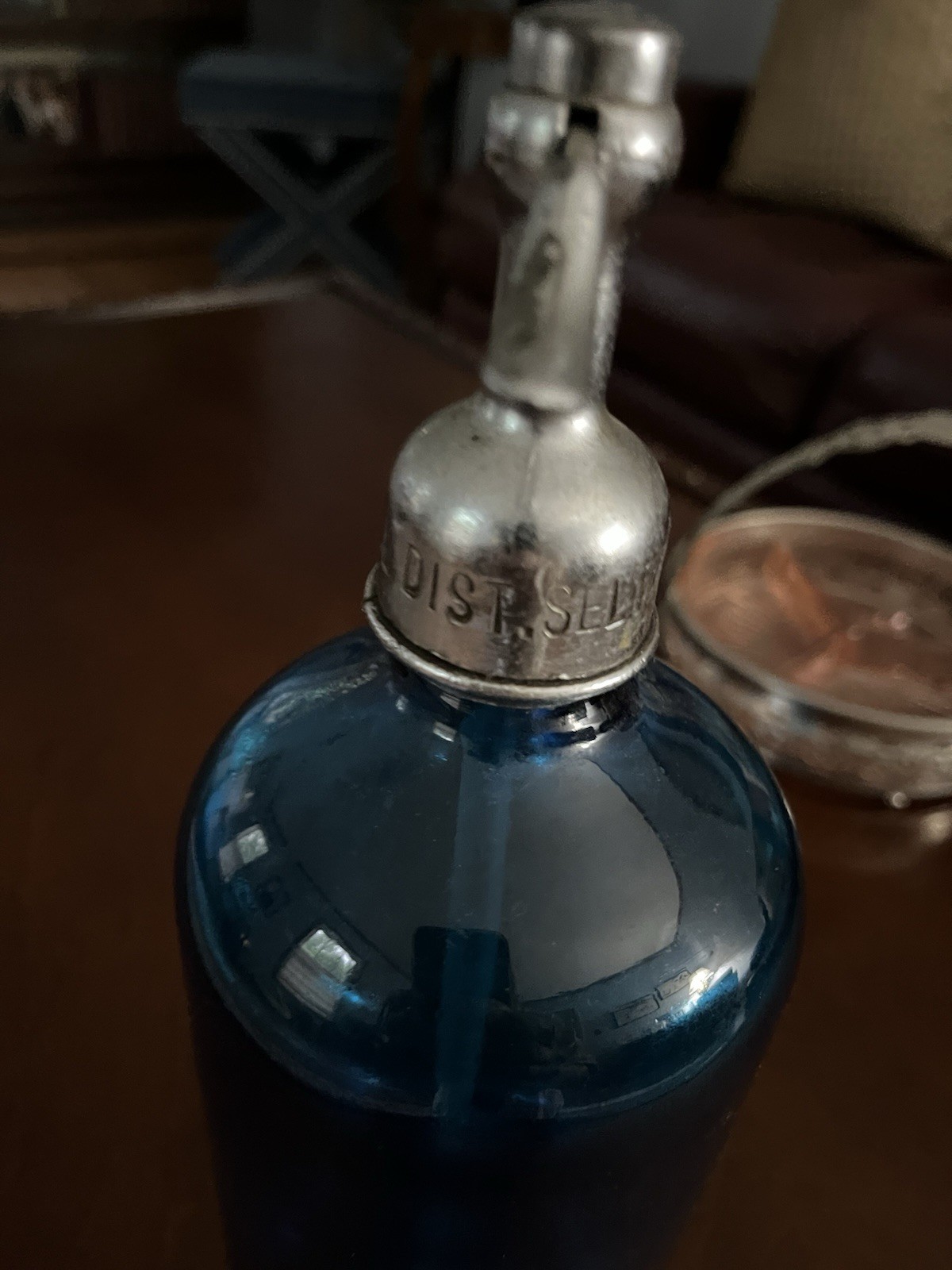 Capital District Seltzer Co Vintage Blue Glass Bottle - photo 3