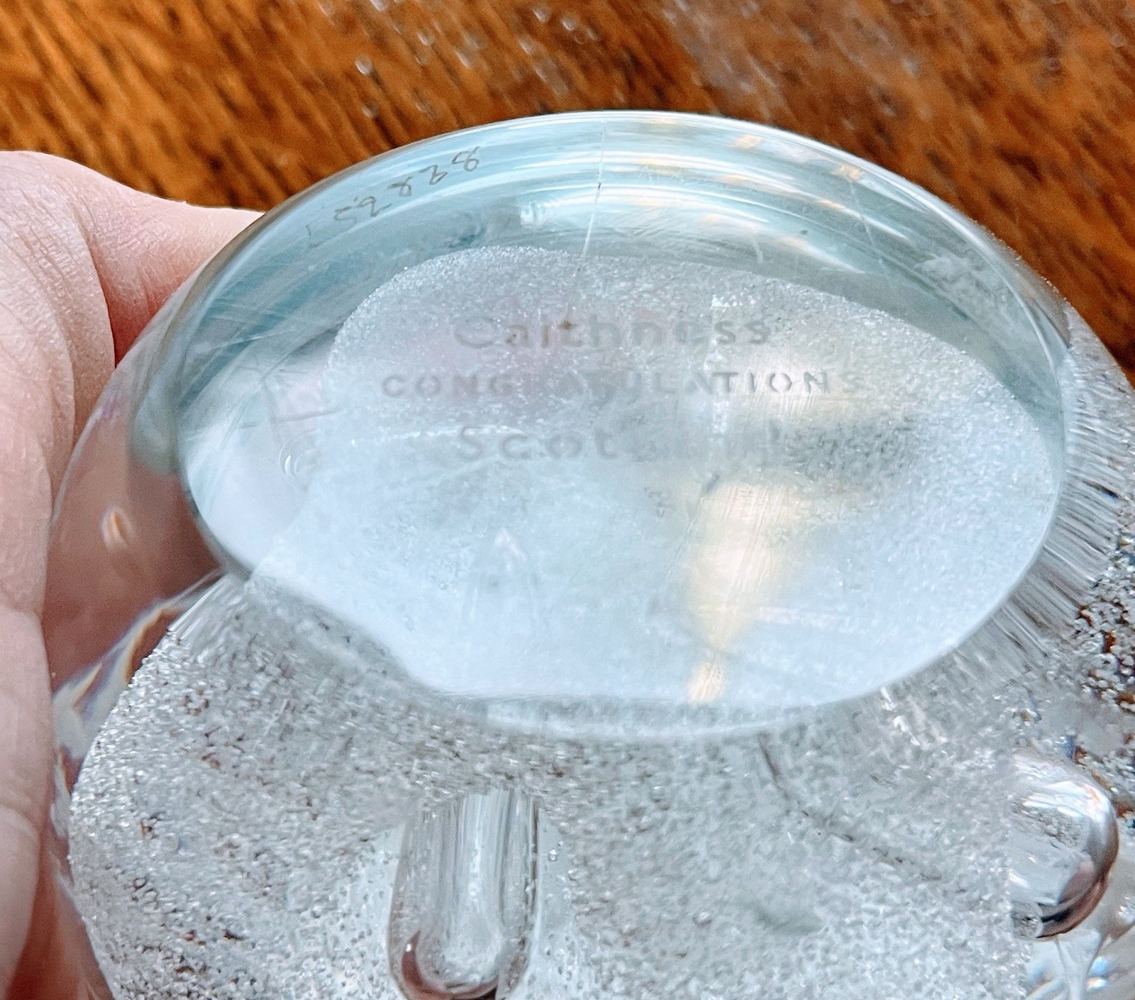 Caithness Glass Paperweight "Congratulations" White/Clear - photo 3