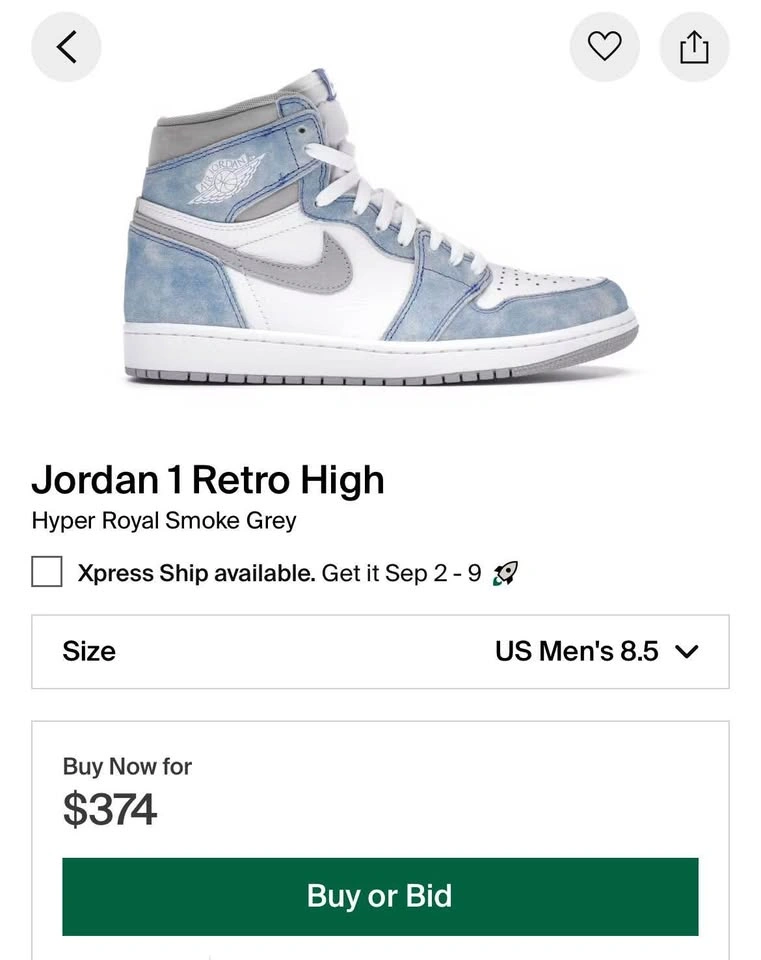 Jordan 1 Hyper Royal Smoke Grey - photo 3