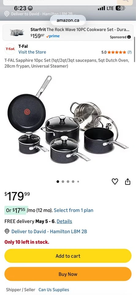 T-fal Sapphire 10 Piece Cookware Set - photo 3