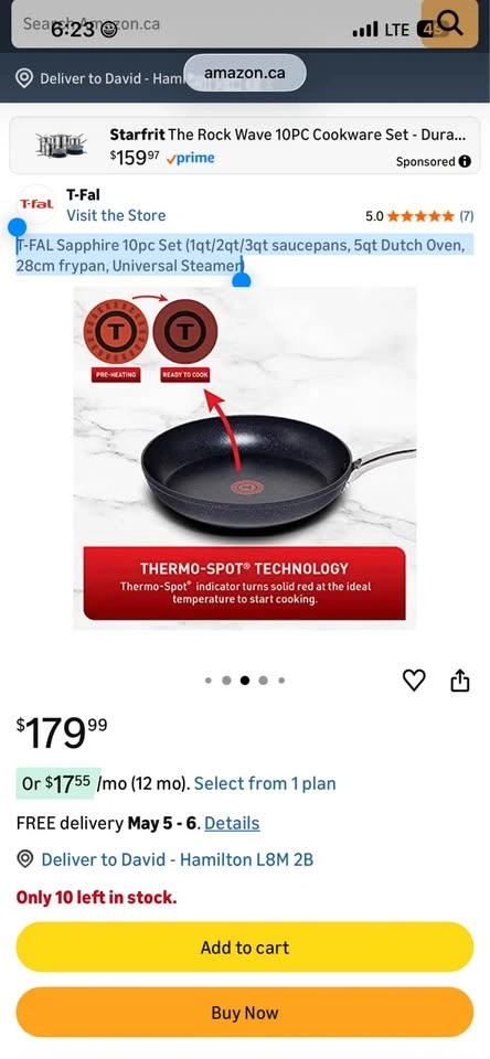 T-fal Sapphire 10 Piece Cookware Set - photo 5