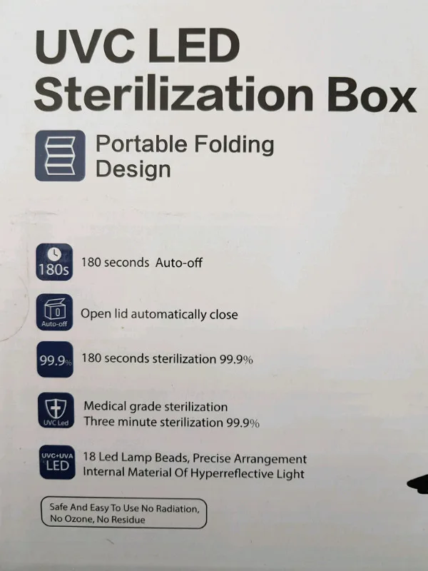 Portable Travel Disinfection Box Led UV Sterilization Bag Auto image indicator(2)