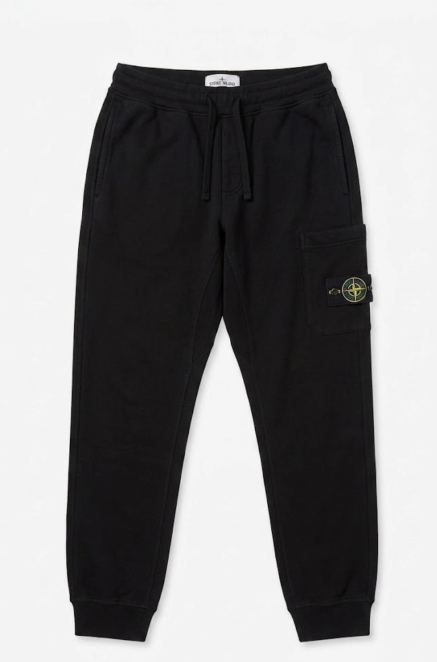 Stone Island Brushed Cotton Fleece Cargo Sweatpants - Black (M)
