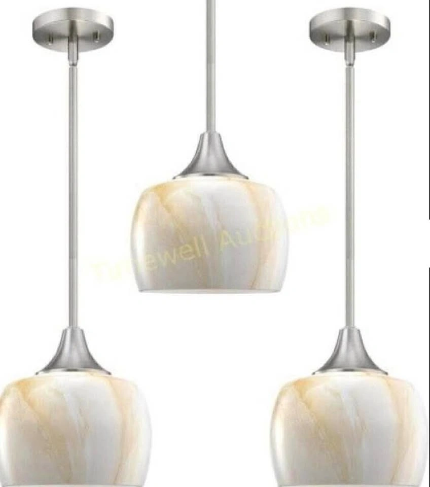 Alabaster Glass Pendant Lights (3 pack) BNIB