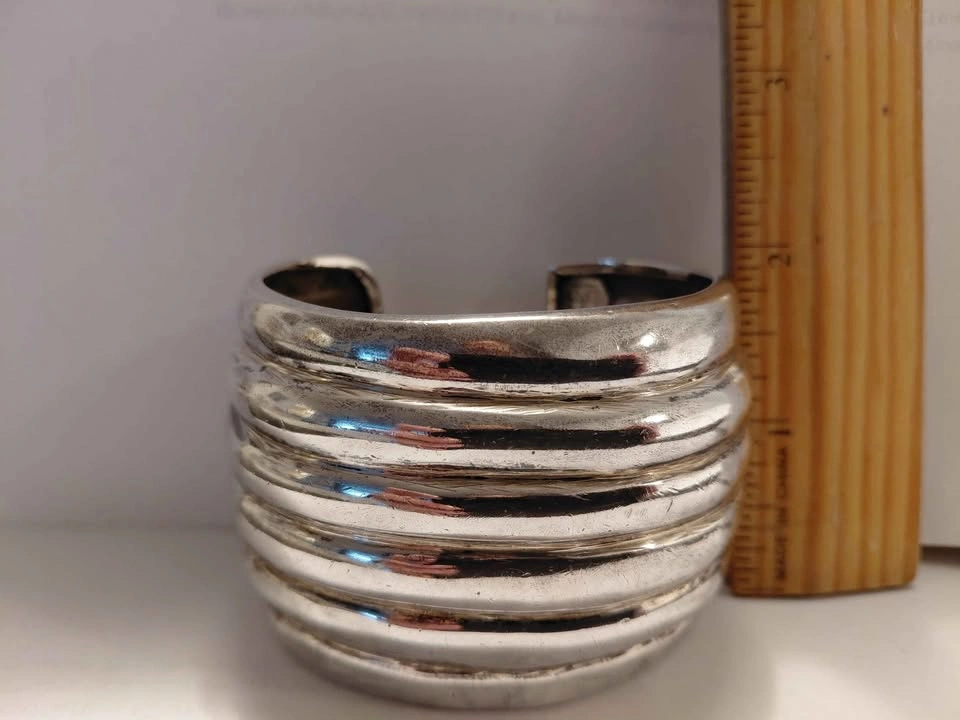 Vintage Sterling Silver Ribbed Cuff Los Ballesteros Mexico 925 - photo 5