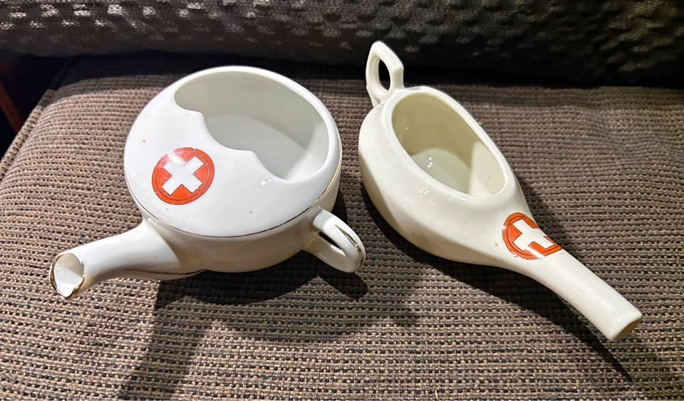 Antique German Ceramic Hospital Feeders / Nursing Cups set.