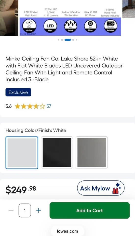 Minka 52-inch Lake Shore Ceiling Fan - photo 5