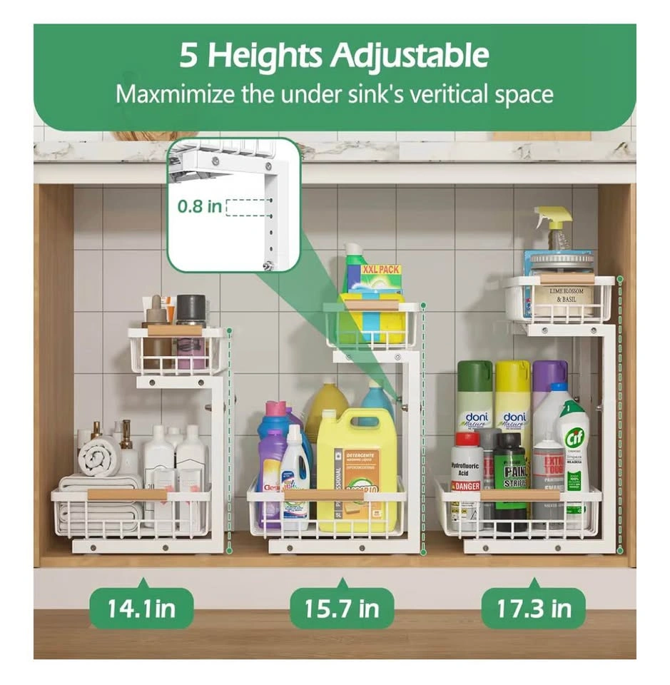ADRIMER 2-Pack Pull Out Cabinet Organizers - New In Box - White - photo 4
