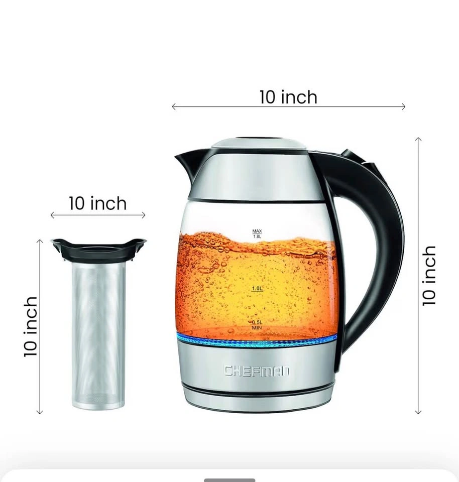 Chefman 1.8L Glass Electric Kettle - Blue LED Lights - NEW - photo 3
