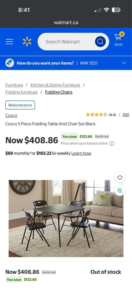 Cosco 5-Piece Folding Table and Chairs Set - Black Vinyl - BNIB - photo 4