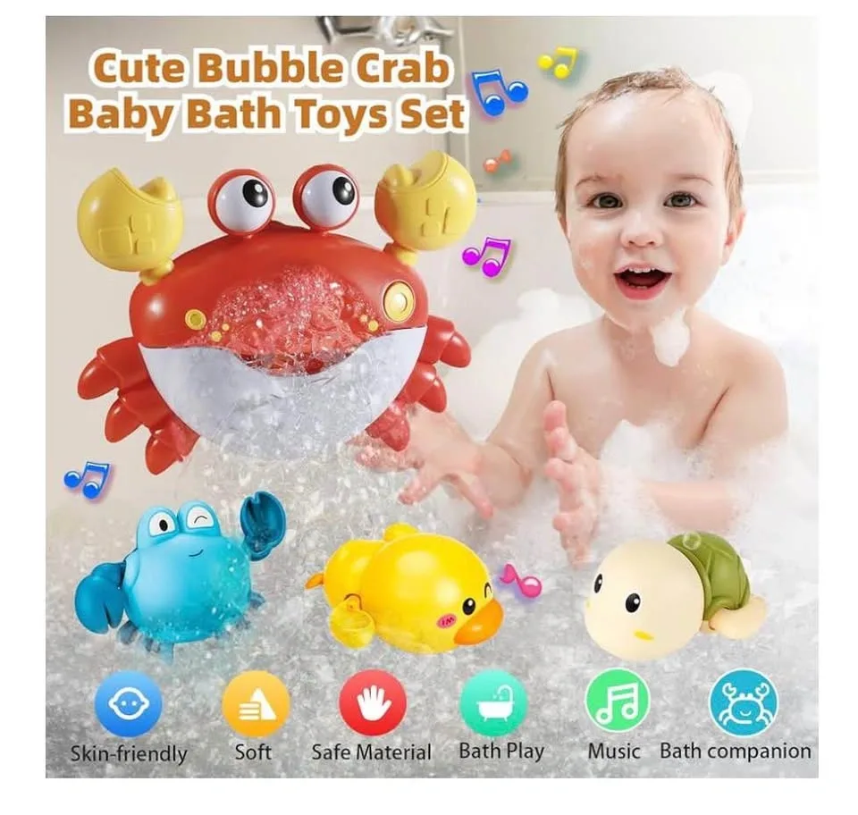 Musical Crab Bubble Maker – Toddler Bath Toy Set with 12 Songs & - photo 4