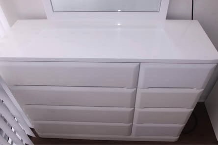 Solid 8 Drawer All White Dresser and Mirror - photo 3