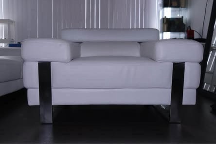 White GENUINE leather Sofa Chair