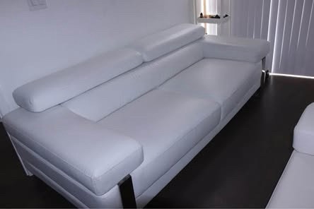 Italian Real Leather White Sofa w/Adjustable Head Supports - photo 3