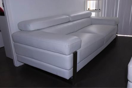 Italian Real Leather White Sofa w/Adjustable Head Supports - photo 4
