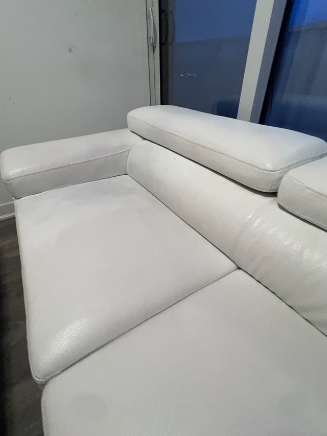 Italian Real Leather White Sofa w/Adjustable Head Supports - photo 5