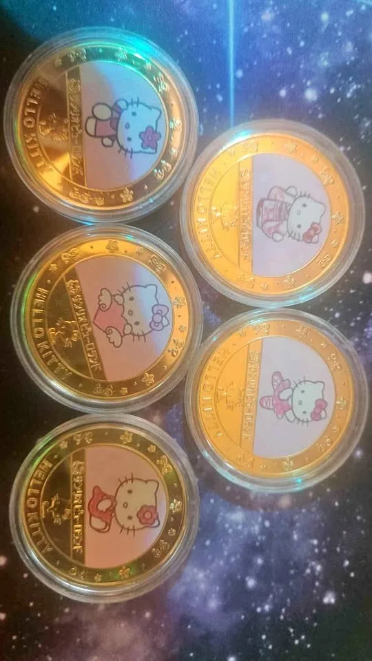 Sanrio Hello Kitty God plated coins collection 5 pcs thumbnail