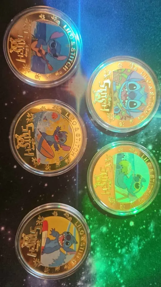 DISNEY 100TH YEAR ANNIVERSARY STITCH GOLD PLATED COINS image indicator(2)