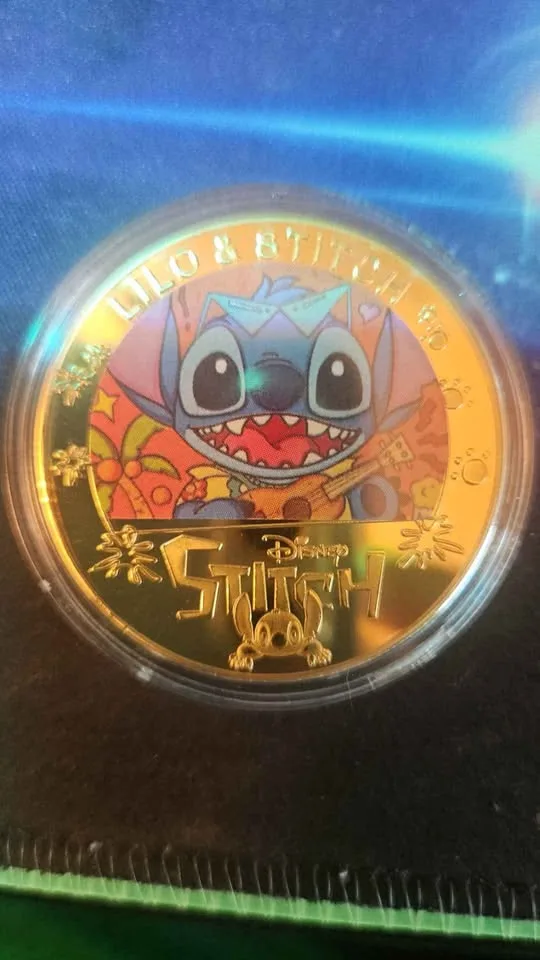 DISNEY 100TH YEAR ANNIVERSARY STITCH GOLD PLATED COINS image indicator(4)