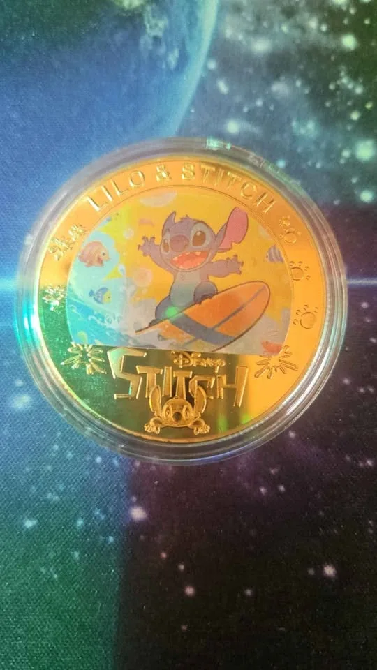 DISNEY 100TH YEAR ANNIVERSARY STITCH GOLD PLATED COINS image indicator(6)