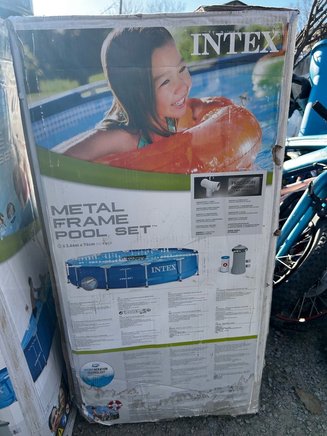 NEW IN BOX - Intex 12’ x 30” Metal Frame Pool Set with Pump