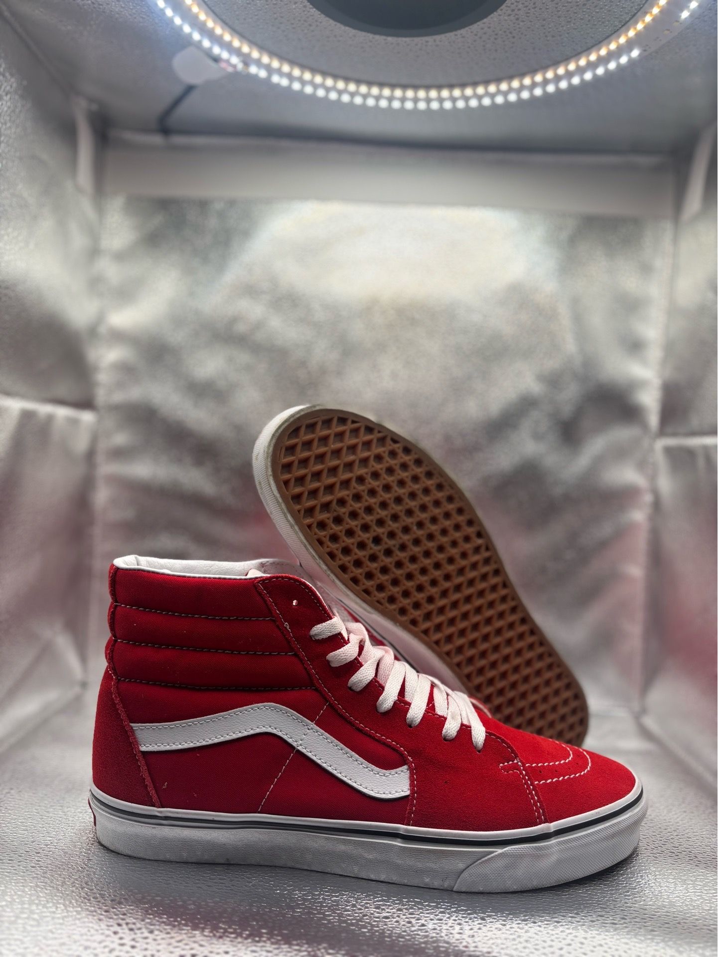 Red White High Top Vans - Men's Size 12