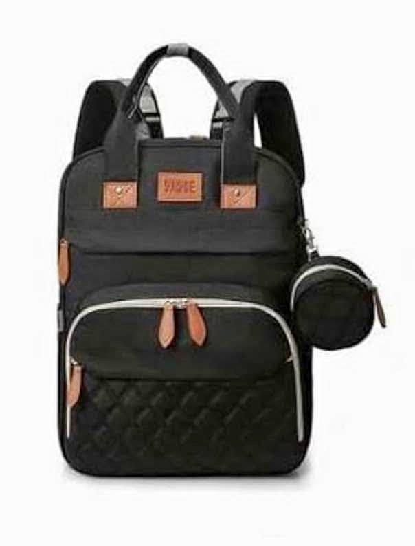 3in-1 Diaper Bag Backpack with Foldable Baby Bed Black